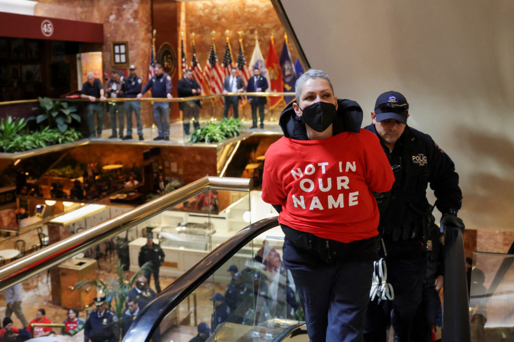 People protest against the ICE detention of Palestinian activist and Columbia University graduate student Mahmoud Khalil, ...