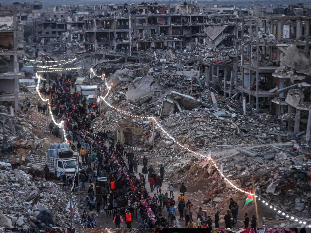 Gaza's first day of Ramadan amidst the rubble of a residential area in Rafah, Gaza