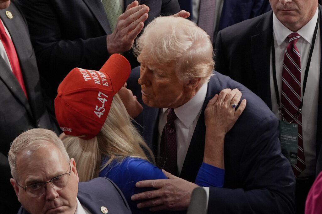 Donald Trump addresses a joint session of Congress