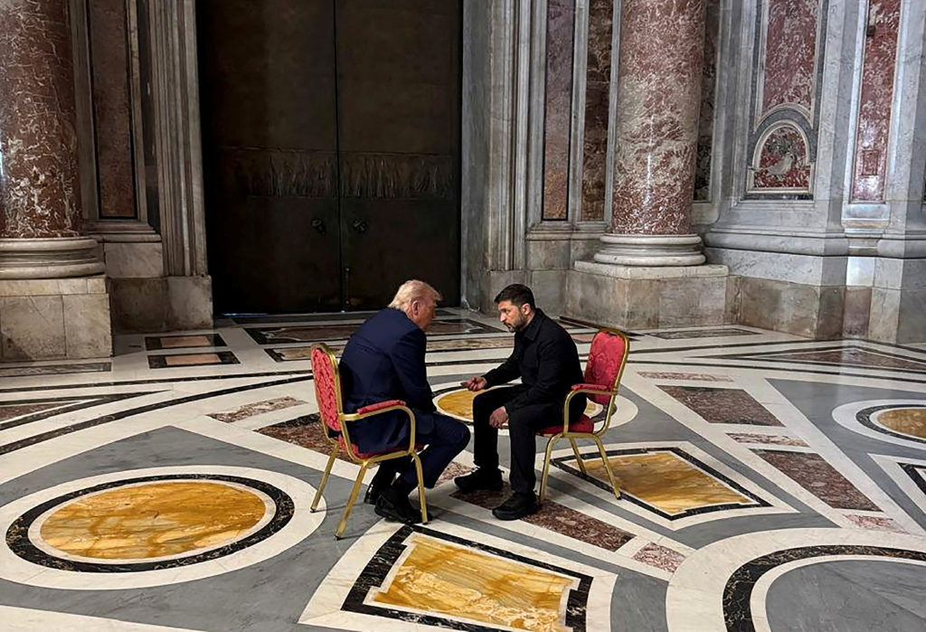 Ukraine's President Zelenskiy meeting U.S. President Trump in Rome