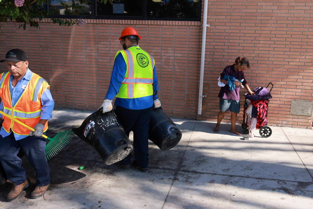 Homeless encampment clean-up in Long Beach