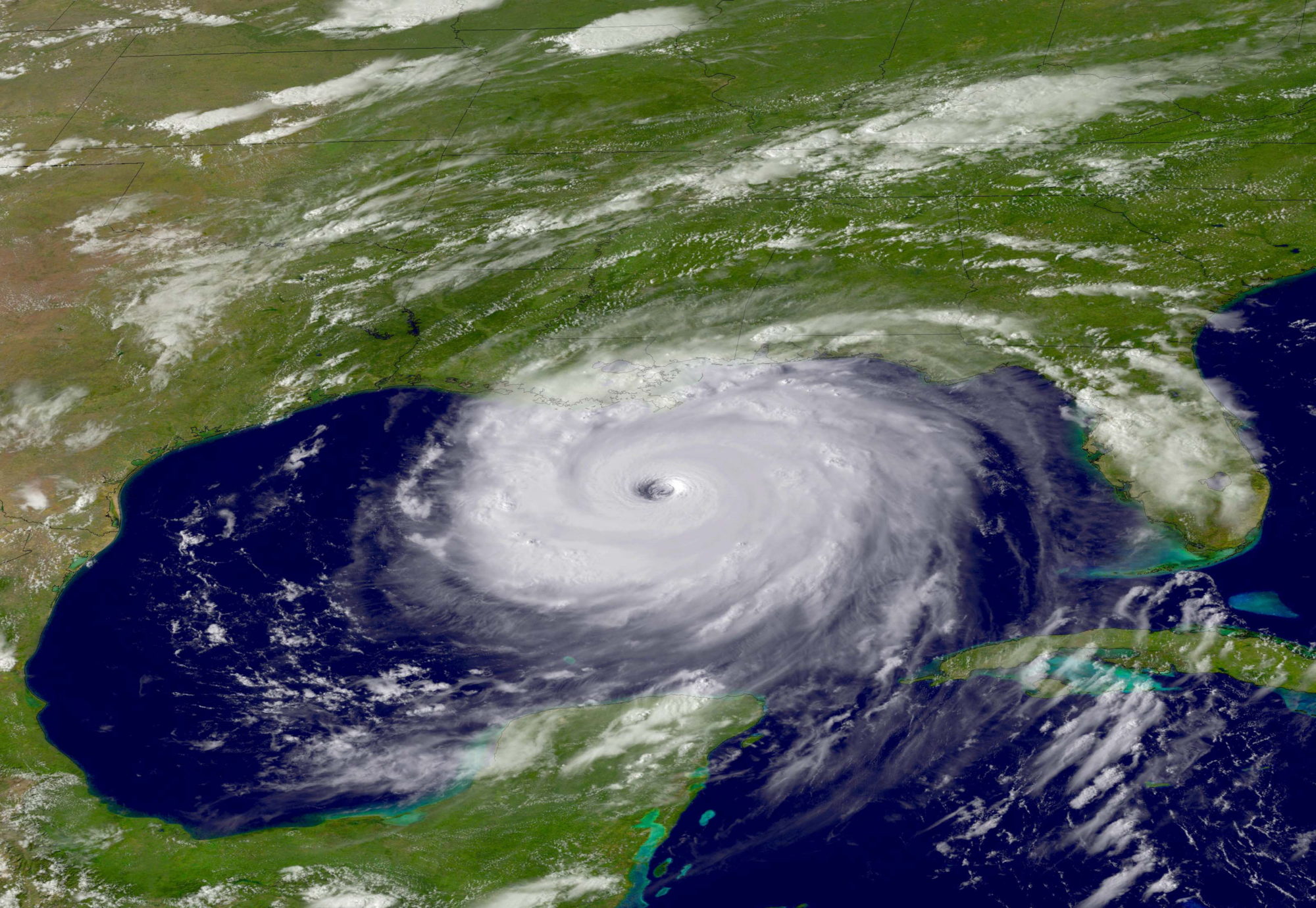 satellite image of Hurricane Katrina; 2005