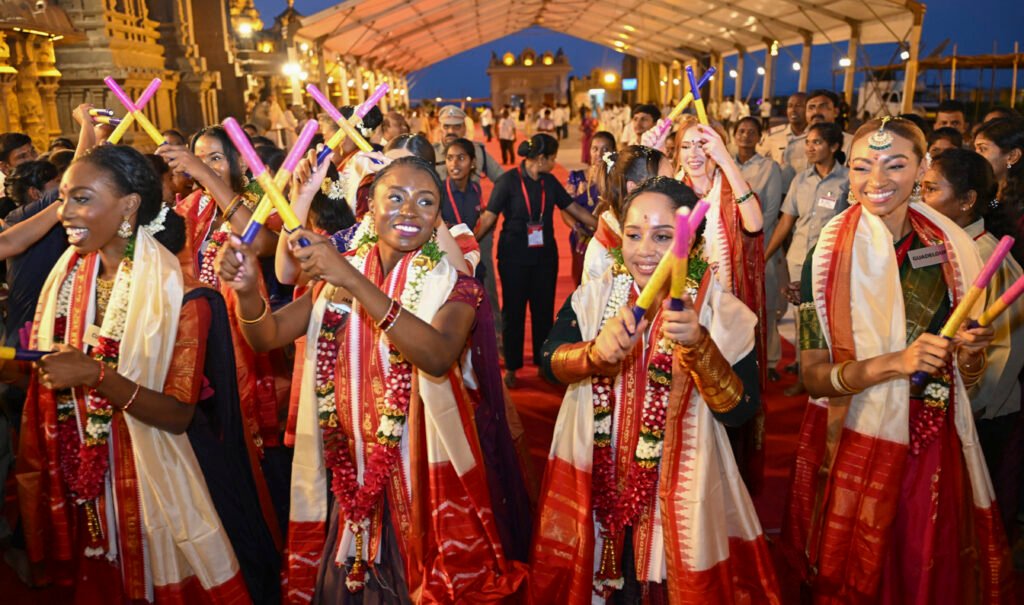 Miss World contestants visit a temple in Telangana