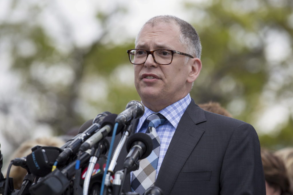 Obergefell speaks to the media after arguments about gay marriage at the Supreme Court