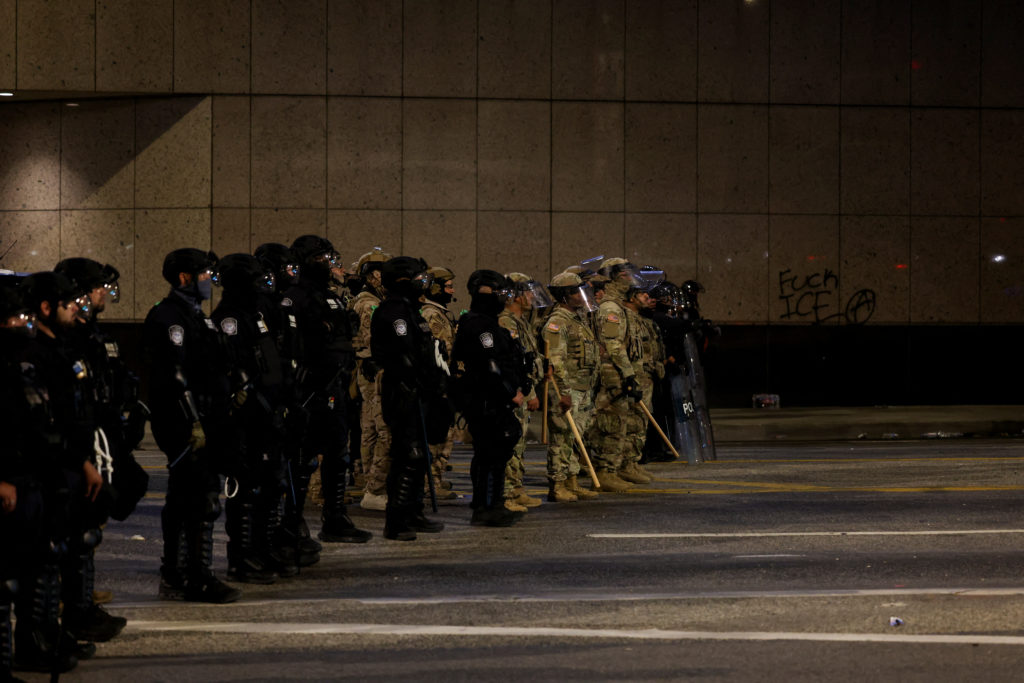 Protest following multiple detentions in downtown Los Angeles