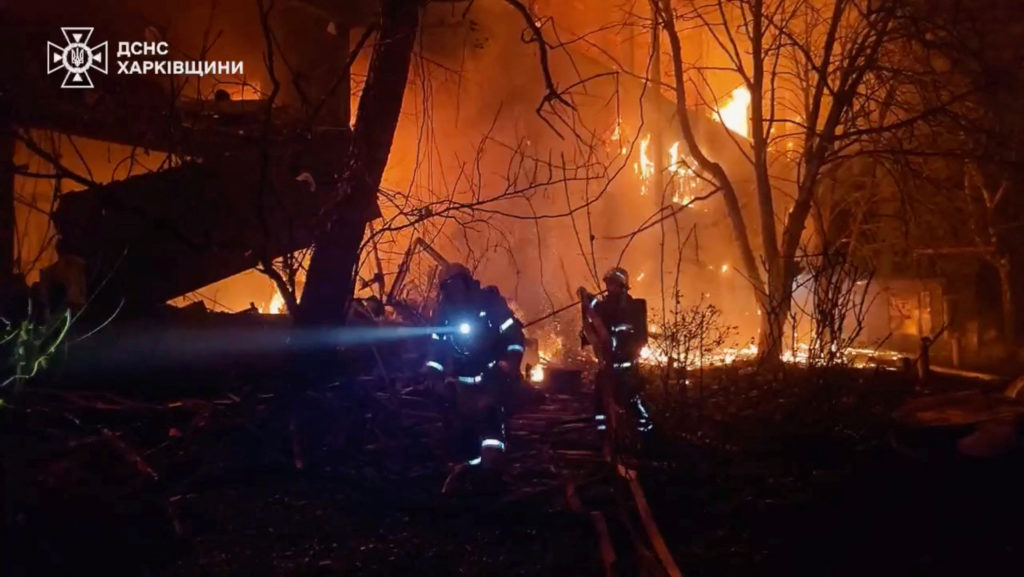 Aftermath of Russian drone strike in Kharkiv