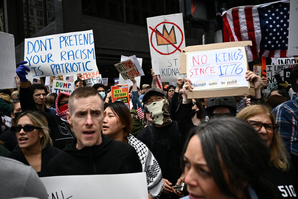 "No Kings" protest, in Chicago