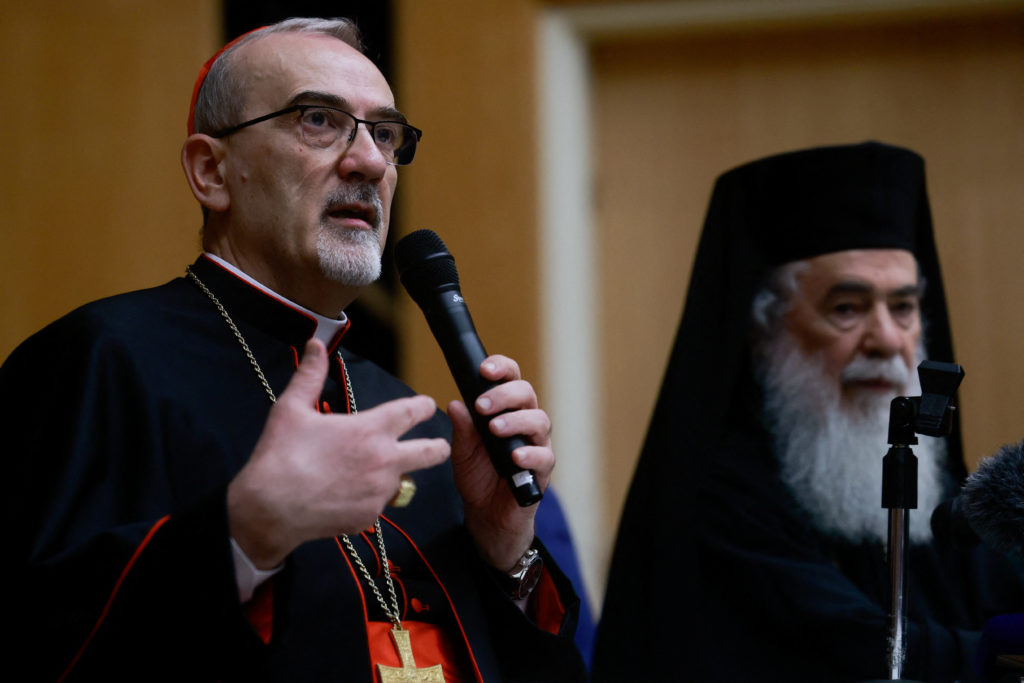 Members of the clergy hold a press conference in Jerusalem