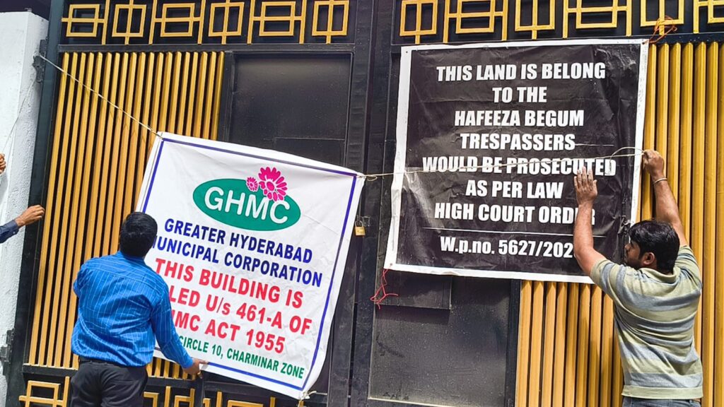GHMC seals illegal construction in Old City of Hyderabad.