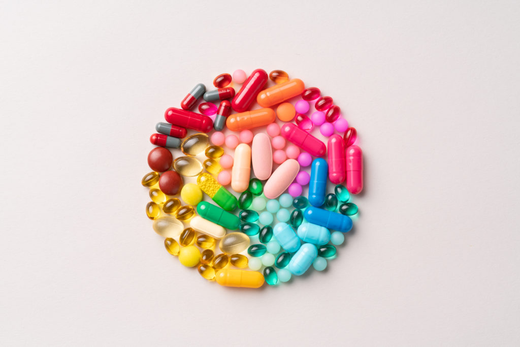 Multi Colored Medical Pills Organized Into a Circle