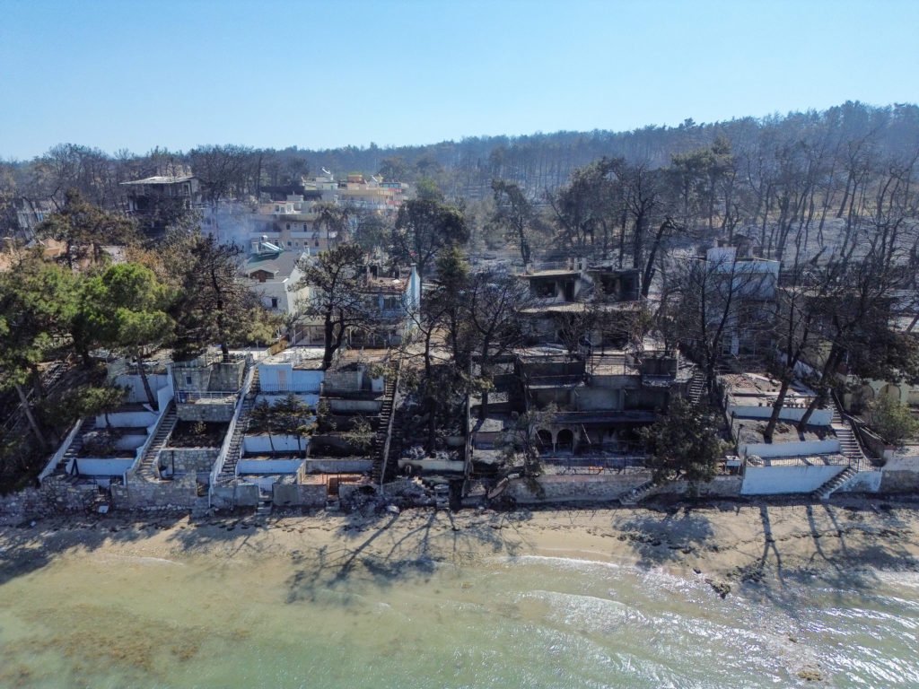 A drone view shows aftermath of a wildfire in northwestern Turkey