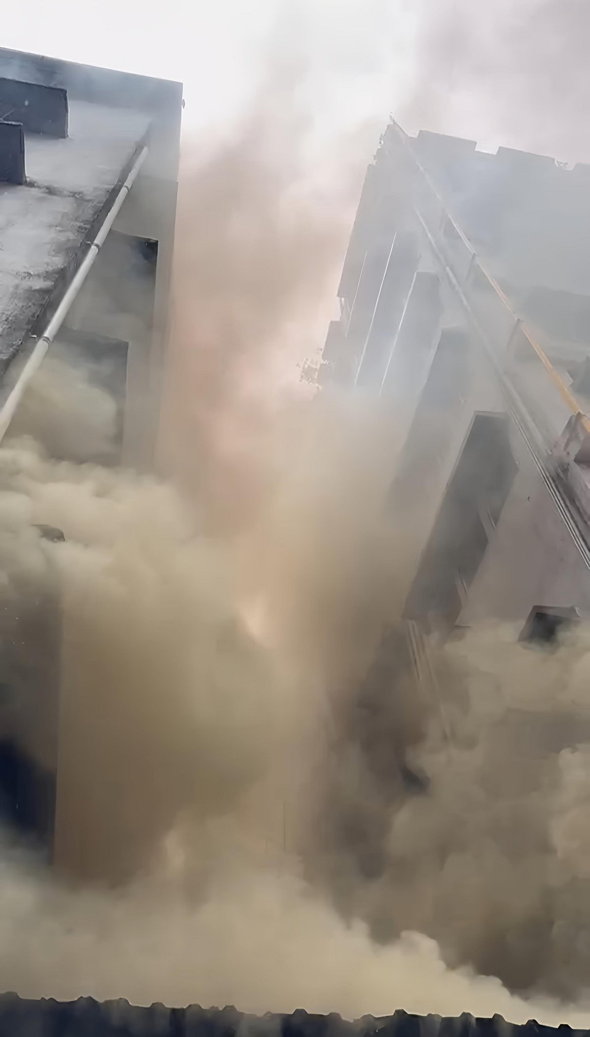 The scene at Nair Hospital premises after a massive fire broke out, triggered by welding work.