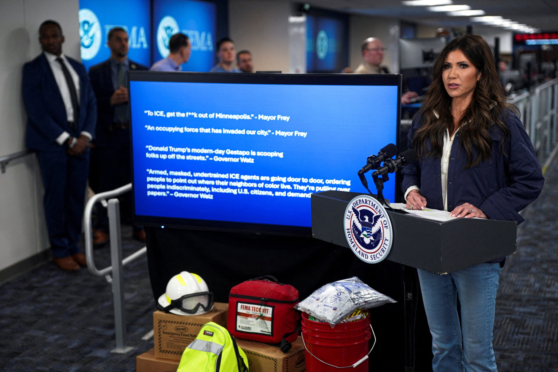 Press conference at the FEMA National Response Coordination Center in Washington