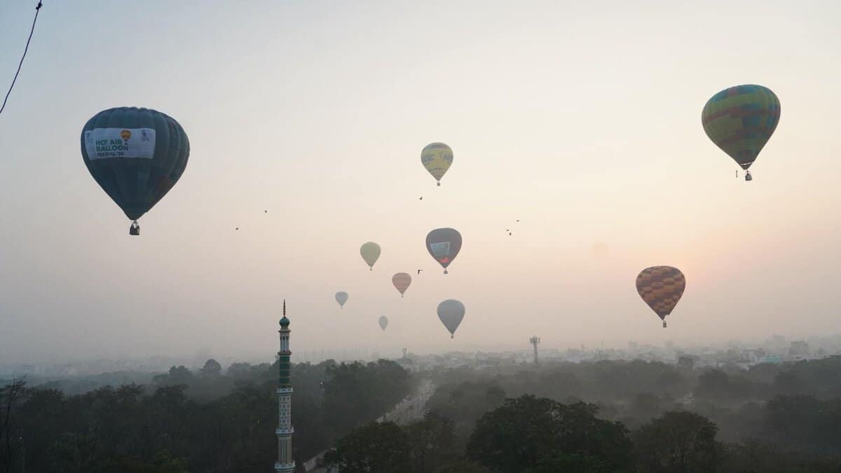 Hot Air Balloons in the sky during the festival in Hyderabad