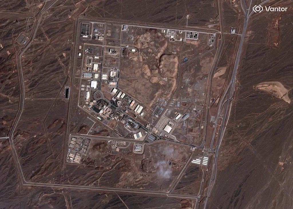 Satellite image of Iran’s Natanz nuclear facility showing visible damage to several buildings.