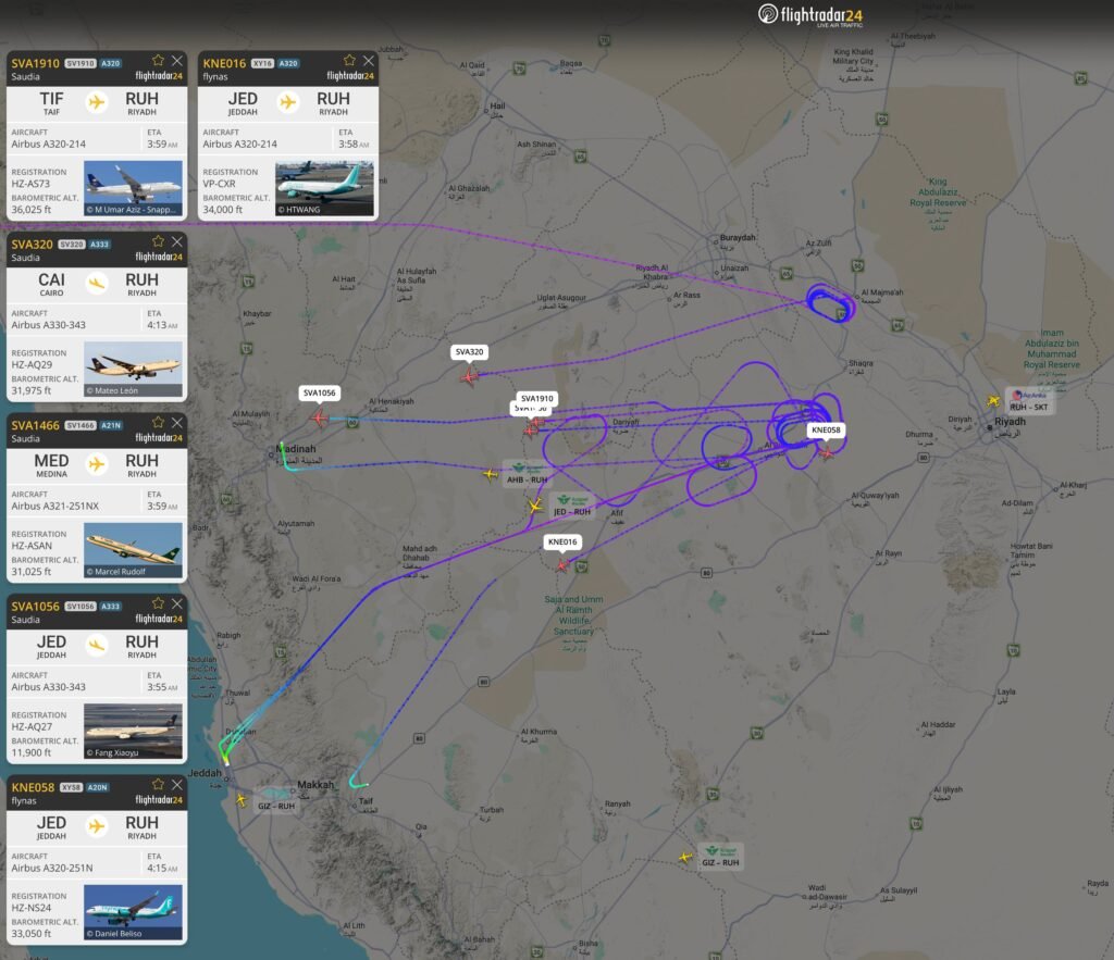 Flight paths over Middle East amid US-Israel tensions and missile threats, with emergency alerts in UAE a.