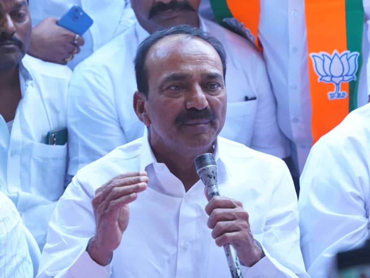 Eatala Rajender demands CM to protect lands of Ekasila Nagar victims