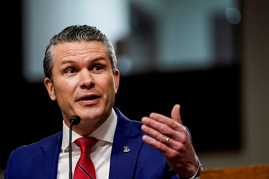 Pete Hegseth testifying before a Senate Committee on Armed Services confirmation hearing on Capitol Hill on Tuesday.