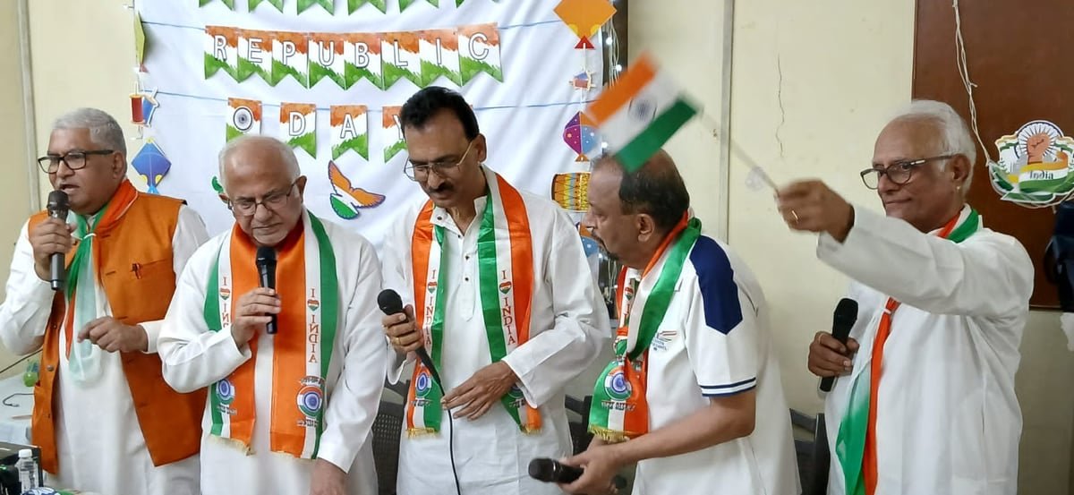 Elderly people celebrated republic day at a special event organised by Samanwaya Senior Citizen Association and Aaji Care Sevak Foundation