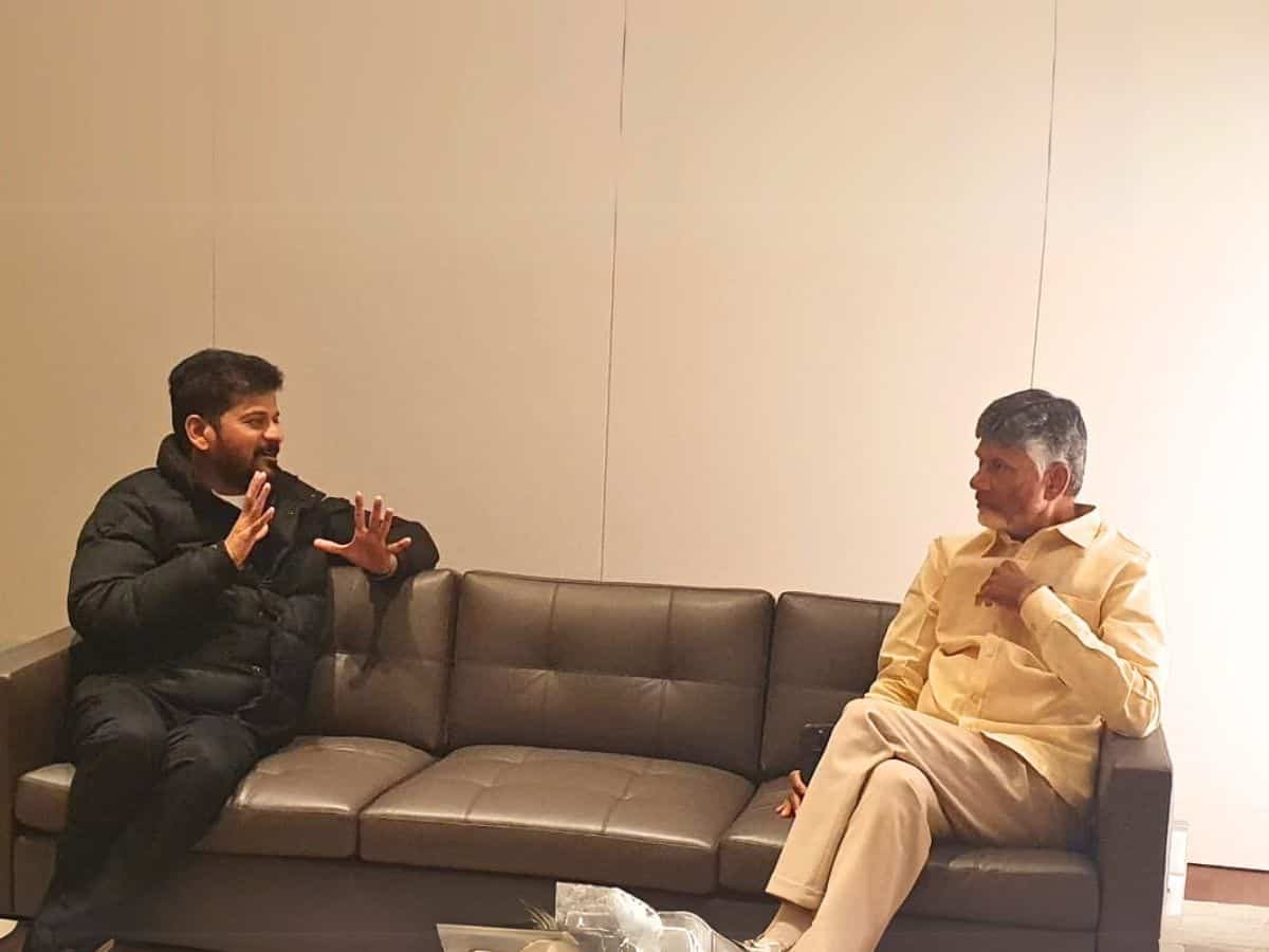 Telangana CM Revanth, Andhra CM CBN meet at Zurich