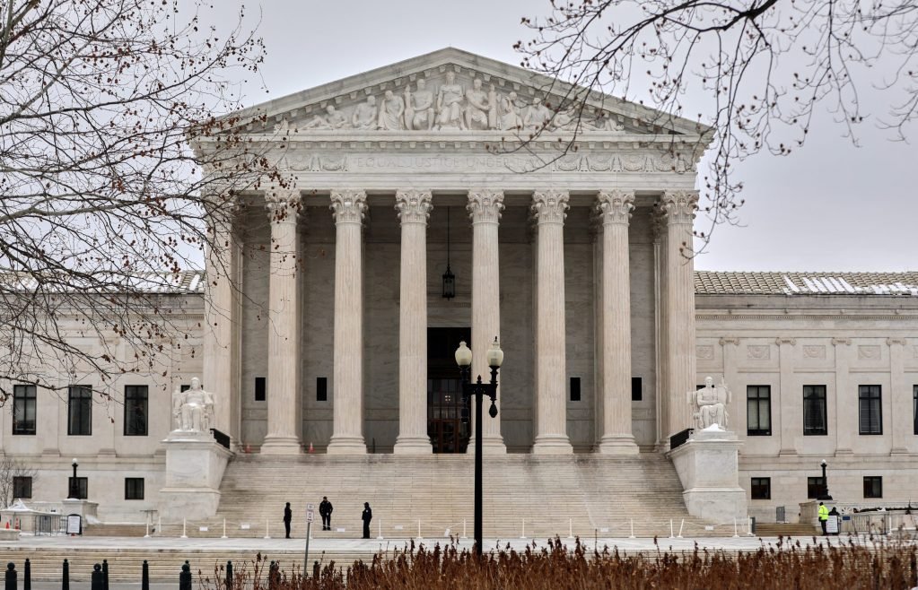 A picture of the Supreme Court in winter.